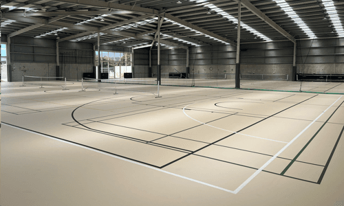 The indoor sports courts where the eight stations are set up.